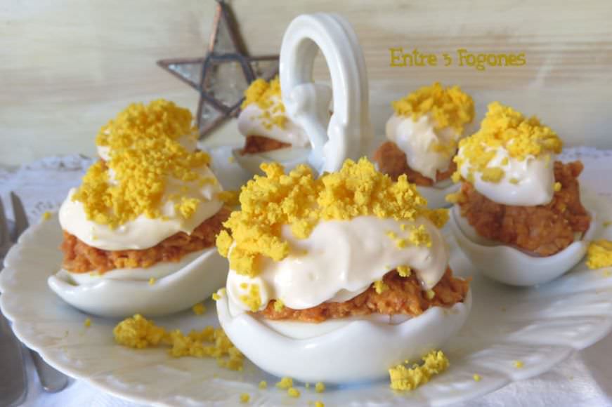 Receta Huevos al Serrín, Rellenos de Atún