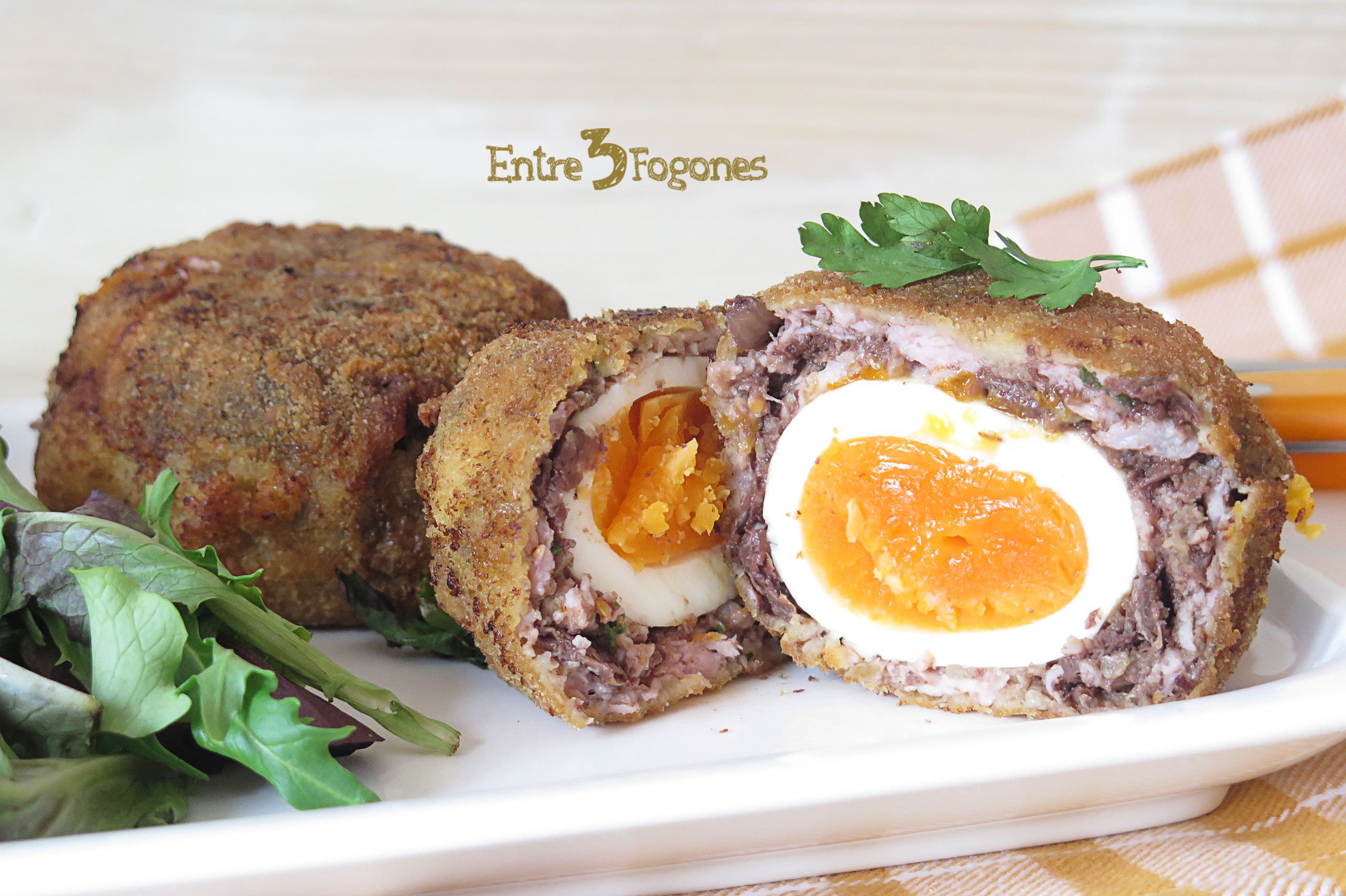 Receta Huevos Escoceses con Morcilla y Manzana