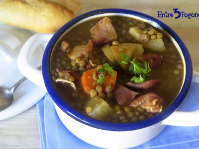 Receta Lentejas con Oreja de Cerdo y Verduras