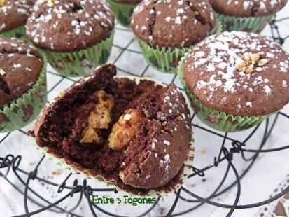 Receta Muffins de Chocolate Rellenos de Turrón de Jijona