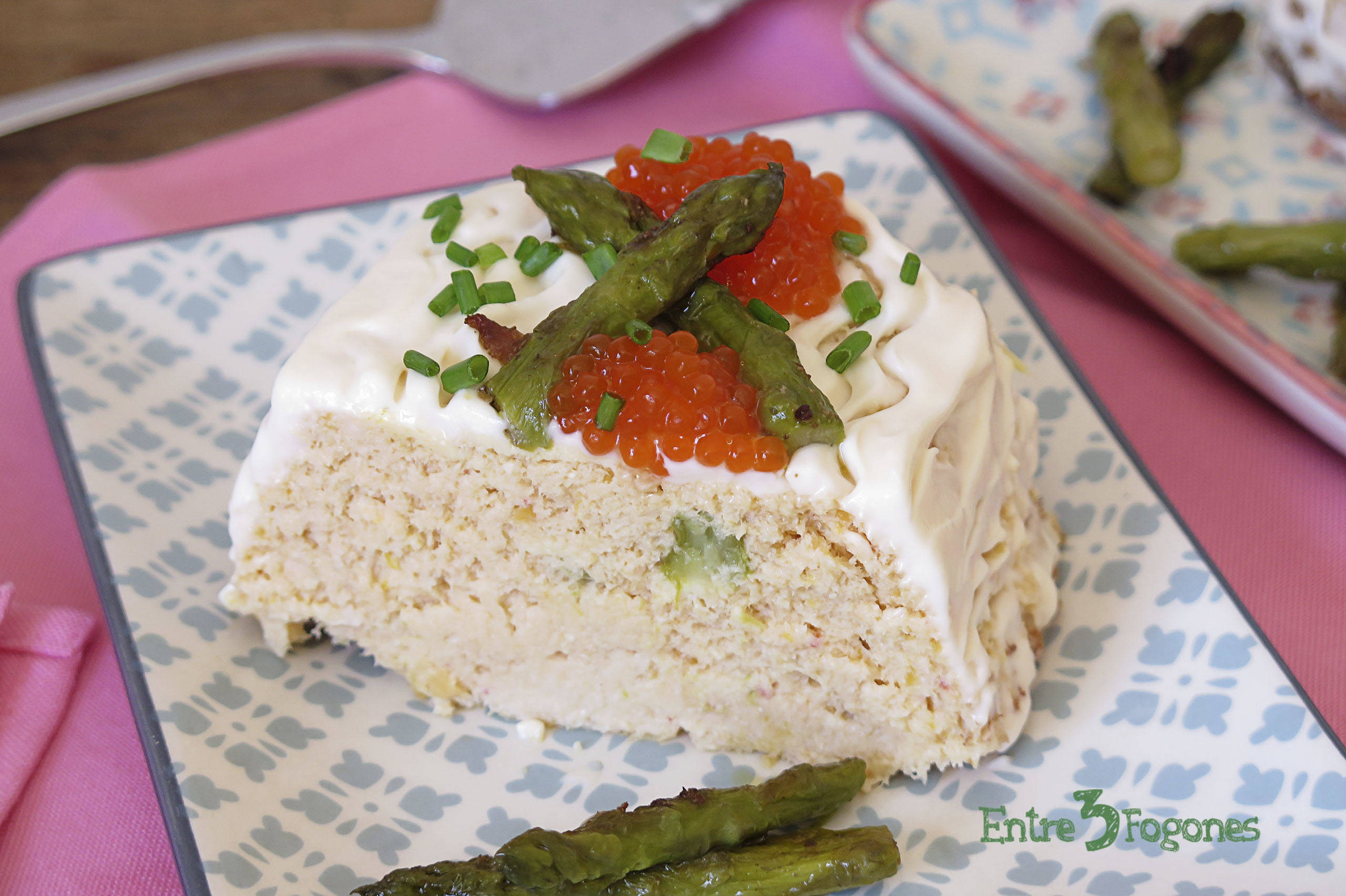 Receta Pastel de Gambas con Salmón y Espárragos Verdes