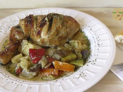 Receta Asado de Pollo al Horno con Verduras y Picada de Almendras