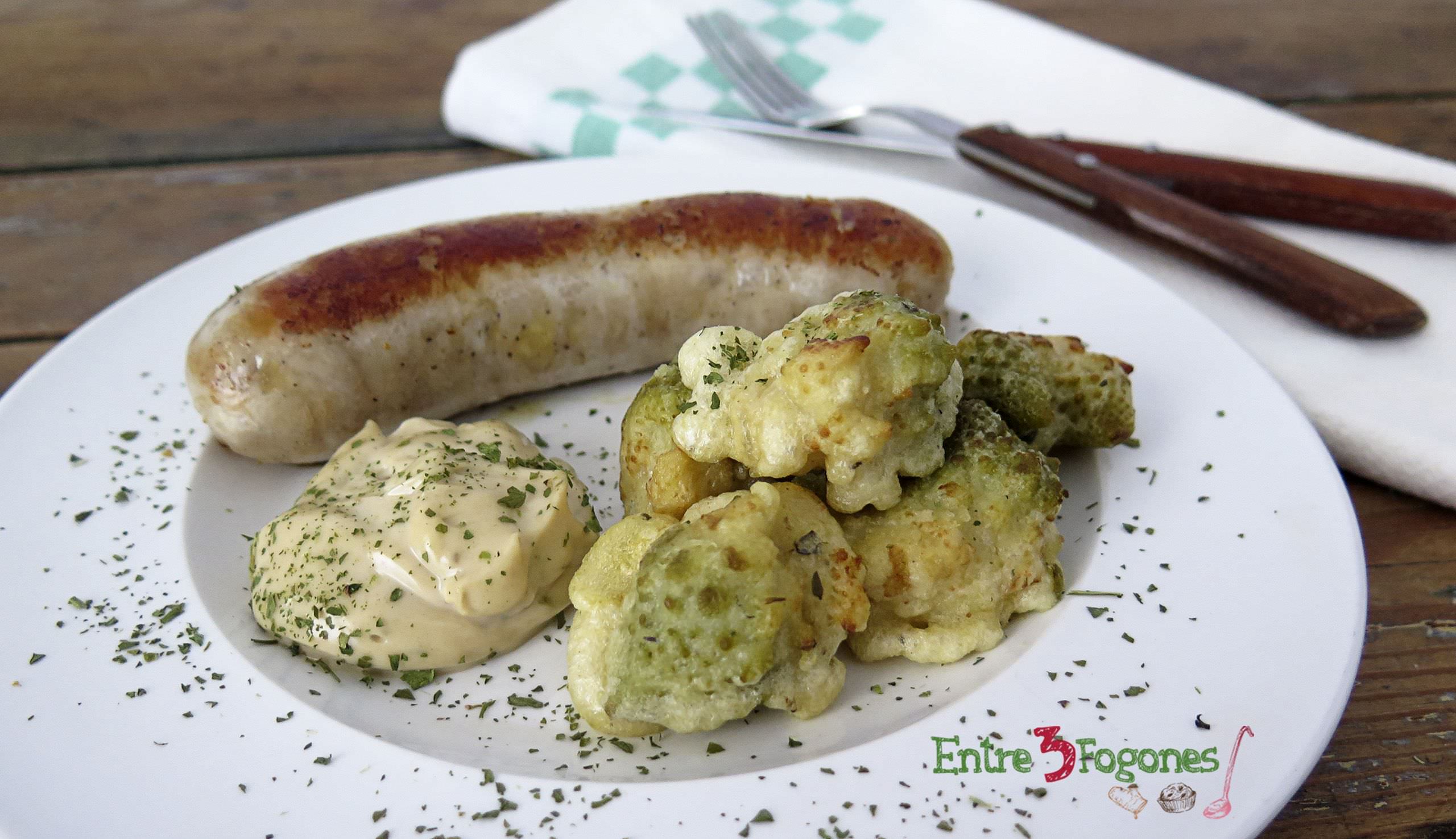 Receta Romanesco en Tempura con Salchicha y Mayonesa de Ajo Negro