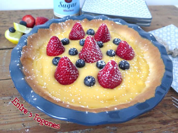 Receta Tarta de Crema de Limón con Fresas y Arándanos