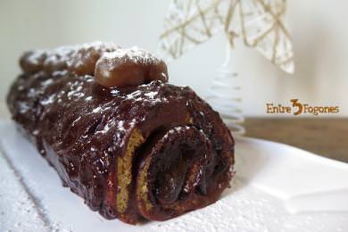 Receta Tronco de Navidad Relleno de Chocolate con Spéculoos y Marrón Glacé