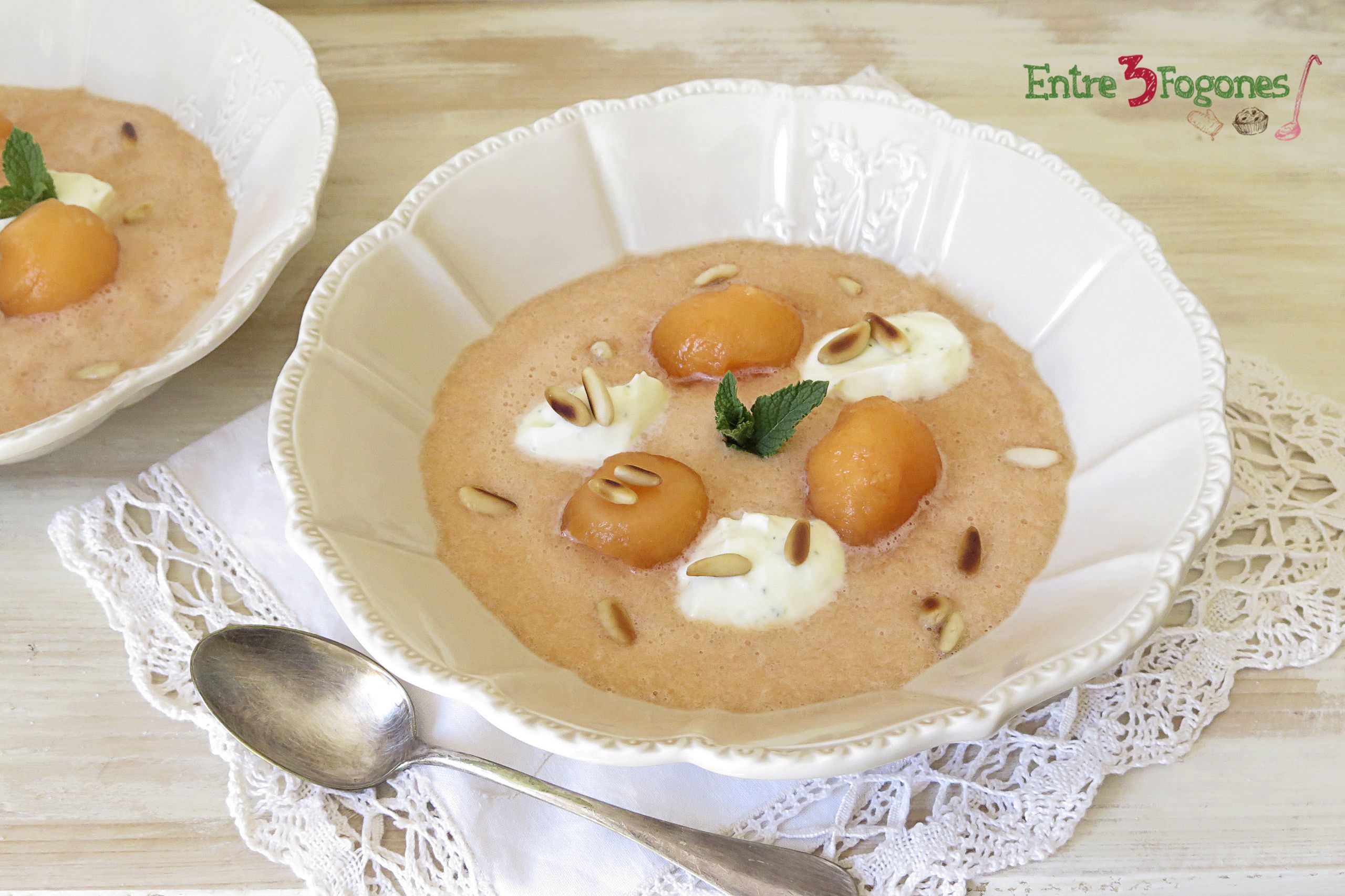 Sopa de Melón al Oporto con Crema de Menta