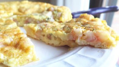 Tortilla de Gambas con Queso y Lenguado