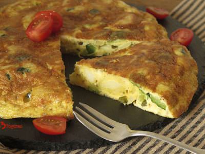 Tortilla de Calabacín y Patatas con Ajos Tiernos