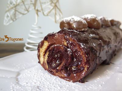 Tronco de Navidad Relleno de Chocolate con Spéculoos y Marrón Glacé